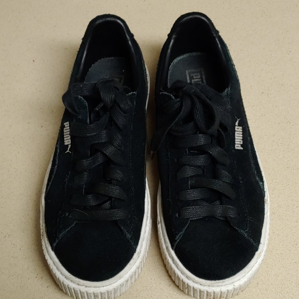 PUMA Basket Platform Black Suede Sneakers